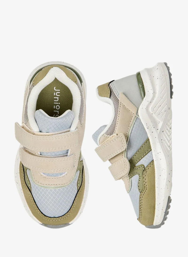 JUNIORS Boys Panelled Sneakers with Hook and Loop Closure