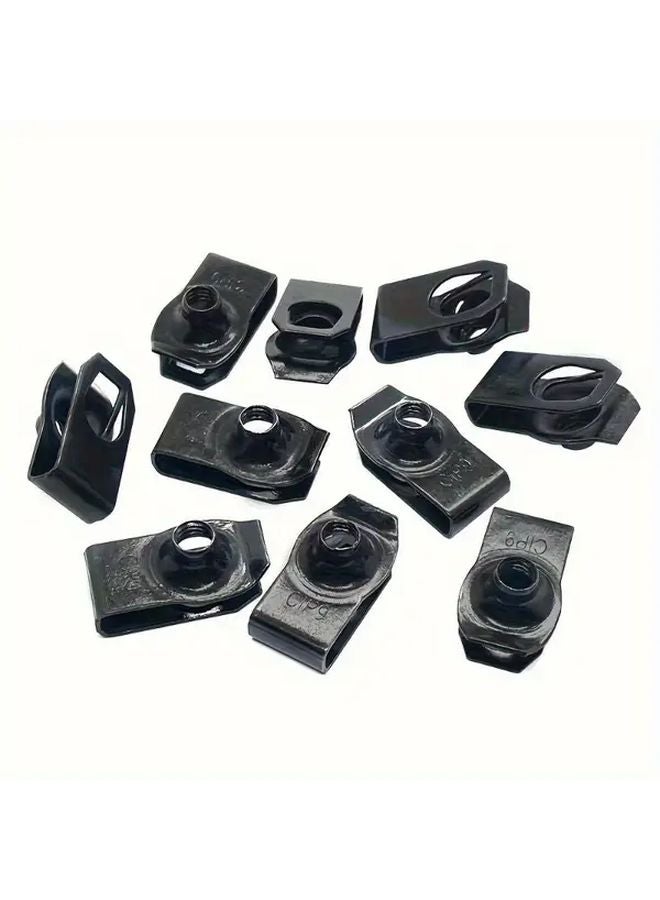 10pcs Black M6 Body Bolts with U Nut Clamp for Engine Hood Chassis Cover Guard - Image 3