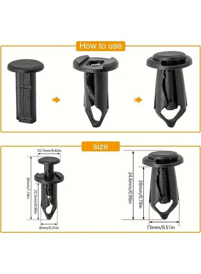 10pcs Black M6 Body Bolts with U Nut Clamp for Engine Hood Chassis Cover Guard - Image 5