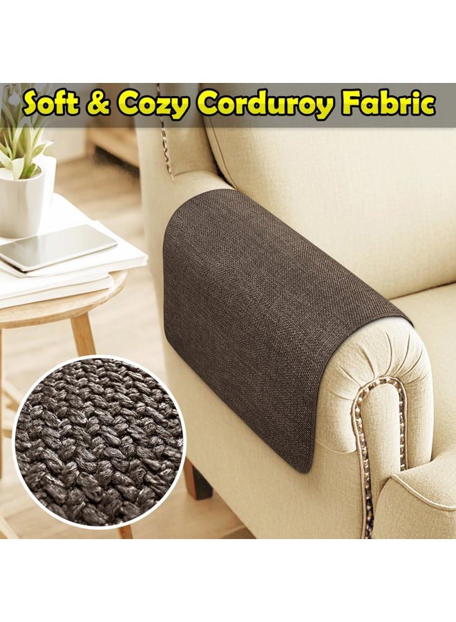 LovoGemy Couch Arm Covers, Waterproof Armrest Cover for Sofa, Armchair, Loveseat, Non-Slip Recliner Arm Covers, Sofa Headrest Covers, Arm Chair Covers Set of 2 (Brown, 24"×20") - Image 4