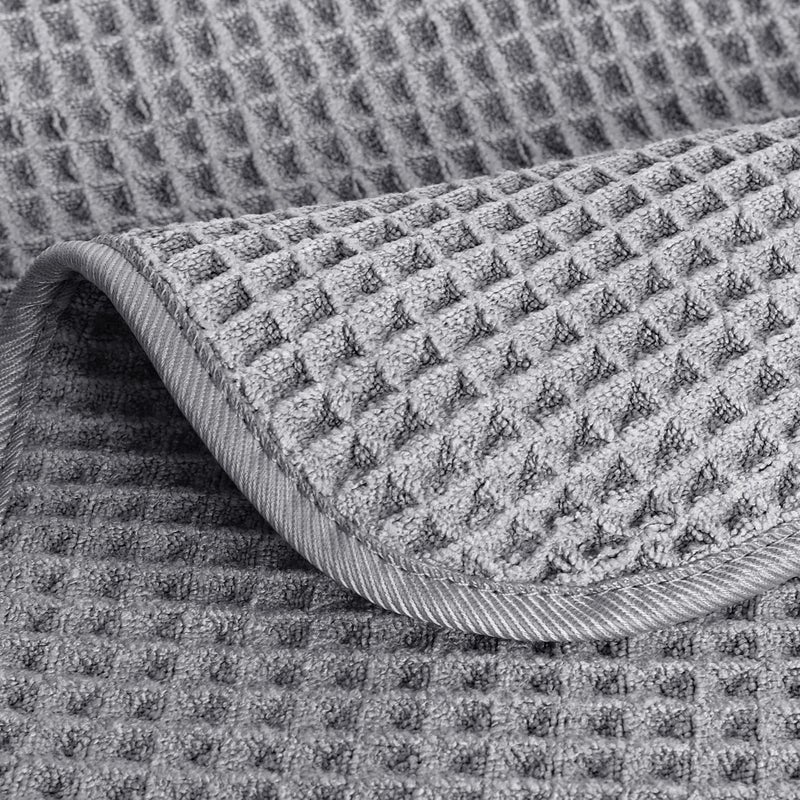 POLYTE 430 GSM Microfiber Lint Free Washcloth Face Towel, 13 x 13 in, 4 Pack (Waffle Weave) - Image 4