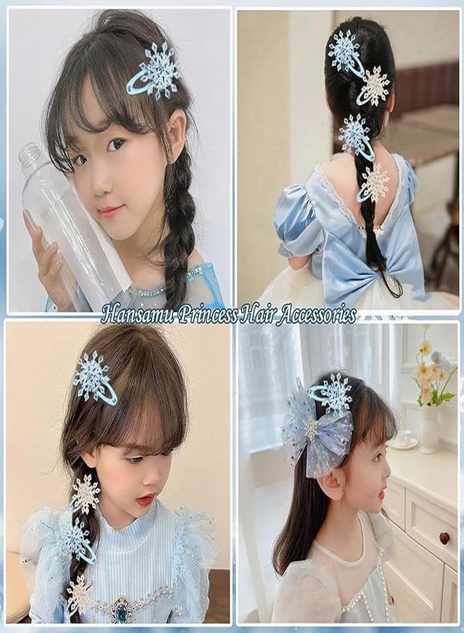 El Regalo 4 PCs Beautiful Snowflake Hair Pins - Snowflake Hair Clips Blue White Christmas Hair Accessories Xmas Rhinestone Hairpin Glitter Snowflake Barrettes (Small Snowflakes) - Image 3