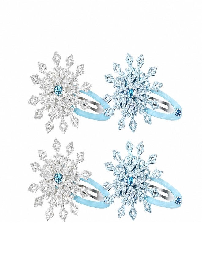 El Regalo 4 PCs Beautiful Snowflake Hair Pins - Snowflake Hair Clips Blue White Christmas Hair Accessories Xmas Rhinestone Hairpin Glitter Snowflake Barrettes (Small Snowflakes) - Image 1