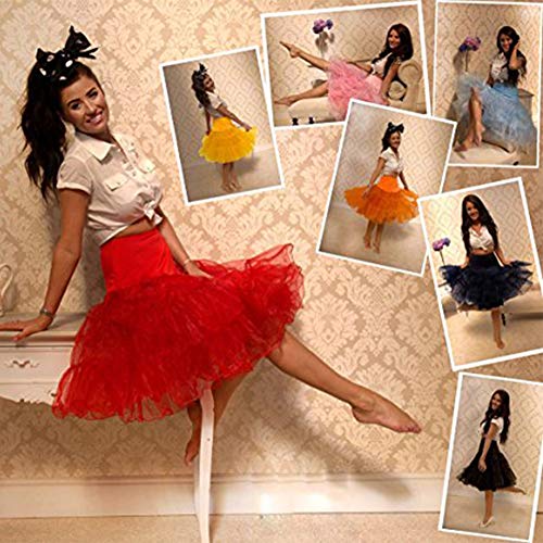 Kumeng Women's 50s Vintage Petticoat Half Slip Tutu Underskirt 25.59" Crinoline Rockabilly - Image 3