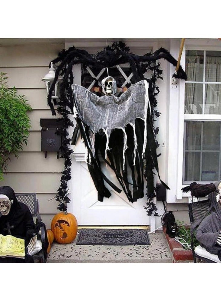 GGEROU Hanging Skeleton Halloween Decoration 85cm Spooky Ghost Tree Decor for Outdoor and Indoor Party(Male ghost) - Image 4