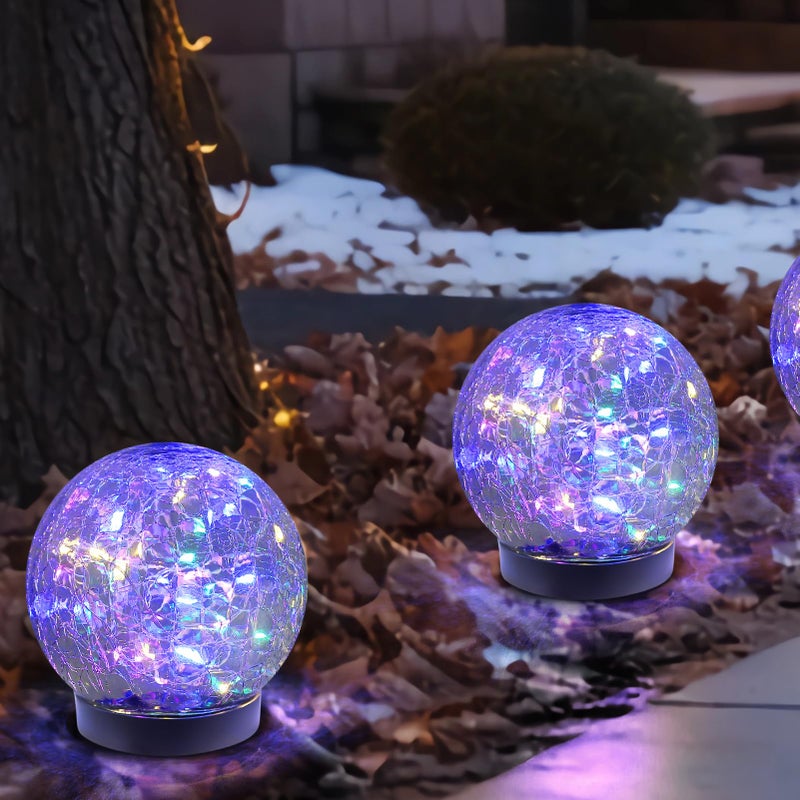 MLKNK Solar Globe Lights Outdoor Waterproof-Solar Balls-Solar Garden Lights-Orbs for Outside 2 Pack Cracked Glass Ball for Lawn Patio Yard Backyard Decorations - Image 1