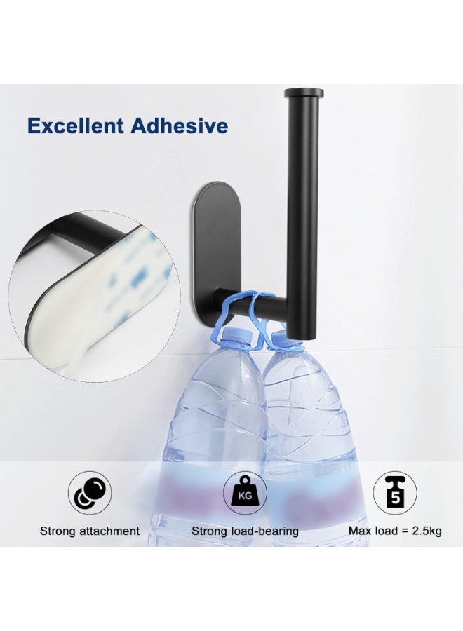 هوميفاي حامل ورق التواليت اللاصق، حامل ورق المناديل من الفولاذ المقاوم للصدأ، حامل لفائف التواليت المقاوم للصدأ، منظم الحمام لفائف المناديل (أسود) - Image 3