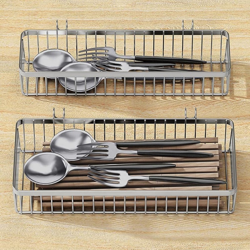 MINGFANITY Dish Racks304 Stainless Steel Utensil Holder Utensil Drying Rack Basket Holder with Hooks Rust Proof - Image 4