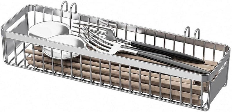 MINGFANITY Dish Racks304 Stainless Steel Utensil Holder Utensil Drying Rack Basket Holder with Hooks Rust Proof - Image 1