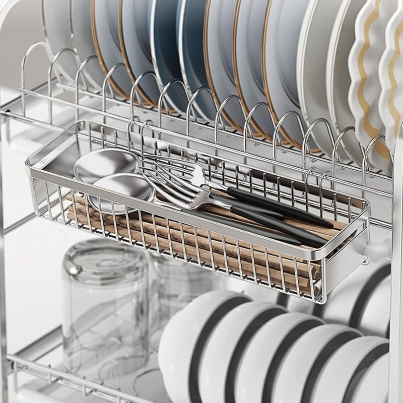 MINGFANITY Dish Racks304 Stainless Steel Utensil Holder Utensil Drying Rack Basket Holder with Hooks Rust Proof - Image 3