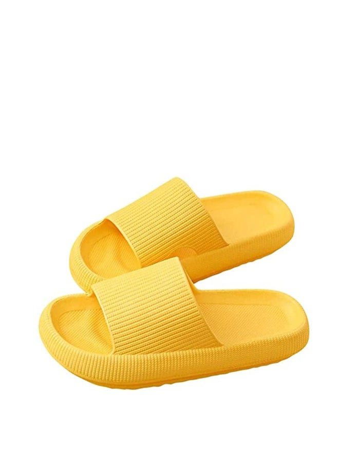 Pillow Slides Slippers, Massage Foam Bathroom Slippers, Non-Slip Thick Sole Slippers, Technology Soft Home Slippers for Women and Men Women 7.5-8.5/ Men 7-7.5 (Yellow) - Image 1