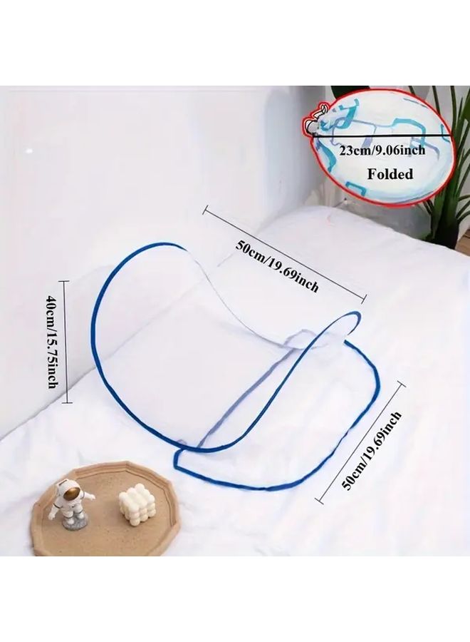 Portable Foldable Mosquito Net For Adults Blue Quick Release Design No Assembly Needed Lightweight Durable For Travel Camping Office Naps Compact Airy Mesh Enhanced Sleep Safety Bed Protection Foldable Easy Storage - Image 4
