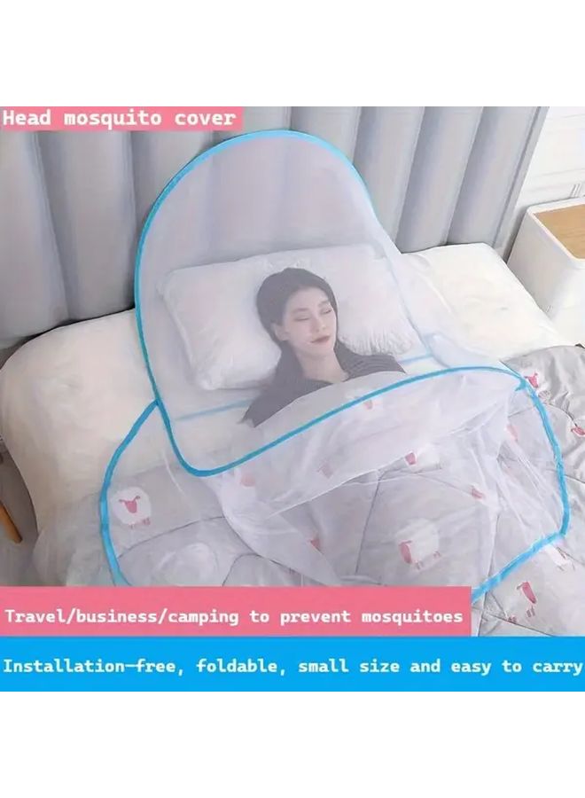 Portable Foldable Mosquito Net For Adults Blue Quick Release Design No Assembly Needed Lightweight Durable For Travel Camping Office Naps Compact Airy Mesh Enhanced Sleep Safety Bed Protection Foldable Easy Storage - Image 1