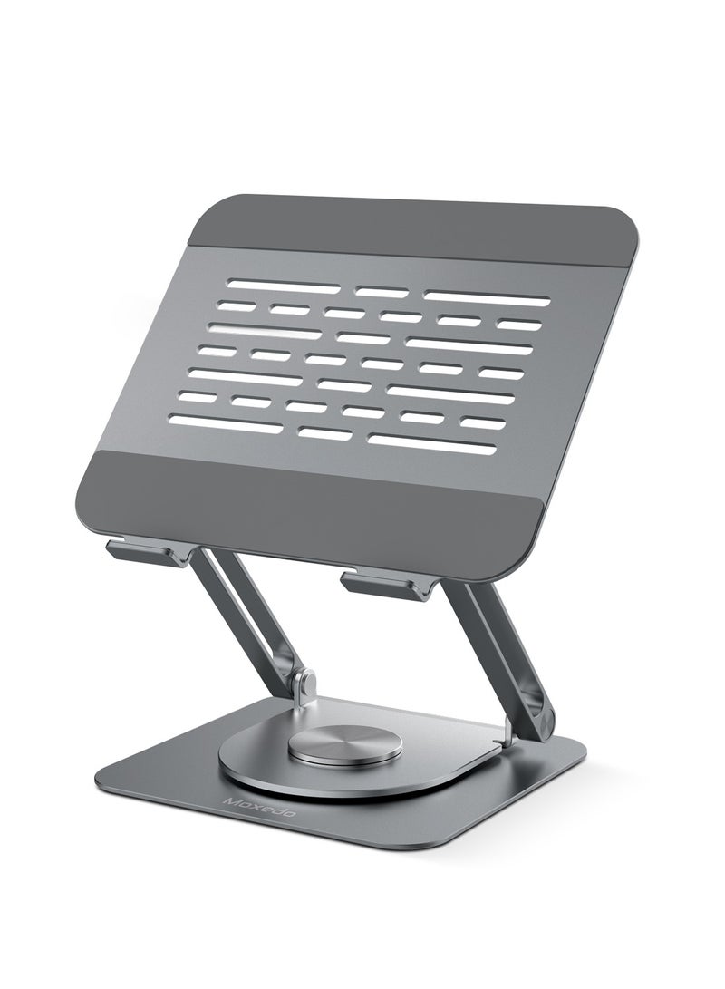 Moxedo Aluminum Laptop/ Tablet Stand with 360° Rotatable Base Adjustable Foldable Tablet Holder Compatible with iPad Pro/ Air/ Mini Galaxy Tab S10/S9/A9 Up to 17.2” Devices - Image 1