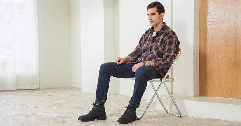 Vostey Mens Boots Motorcycle Casual Boots for Men Zipper Fashion Chukka Boots Mens(BMY8033A Black 10.5) - Image 2