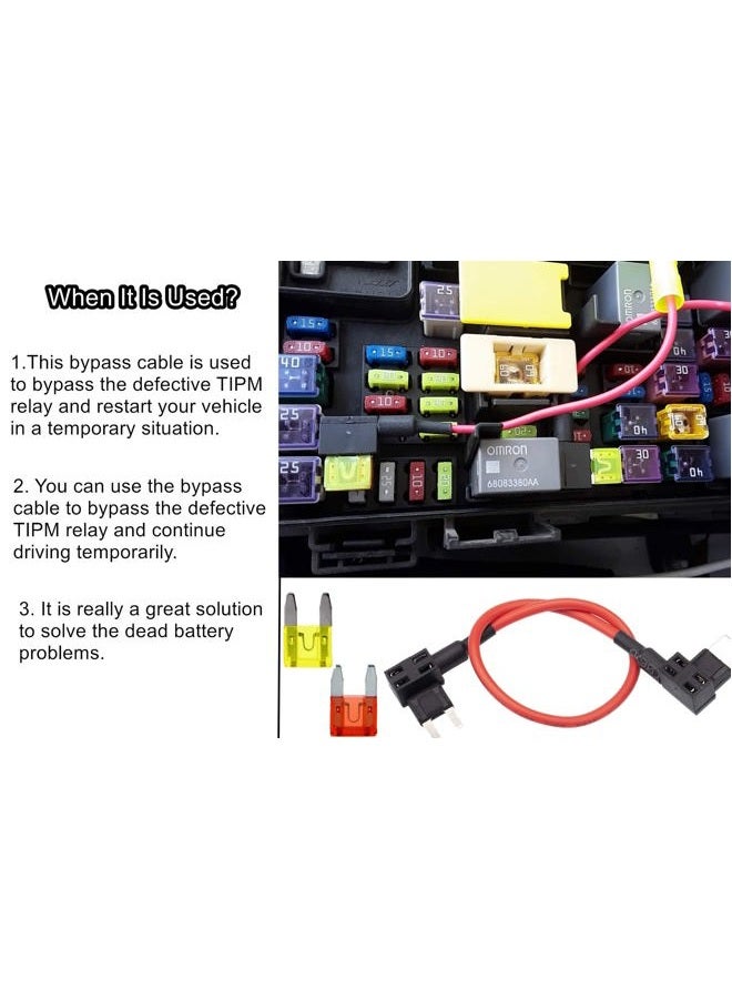 LDCRE TIPM Bypass Cable Fuse Holder Fuse Adapter Repair Fuel Pump Relay Bypass Cable Replacement for Dodge Ram 1500 2500 3500 Jeep Chrysler VW 2007-2016 14AWG Wire/20AMPs CBWPR091AA - Image 3
