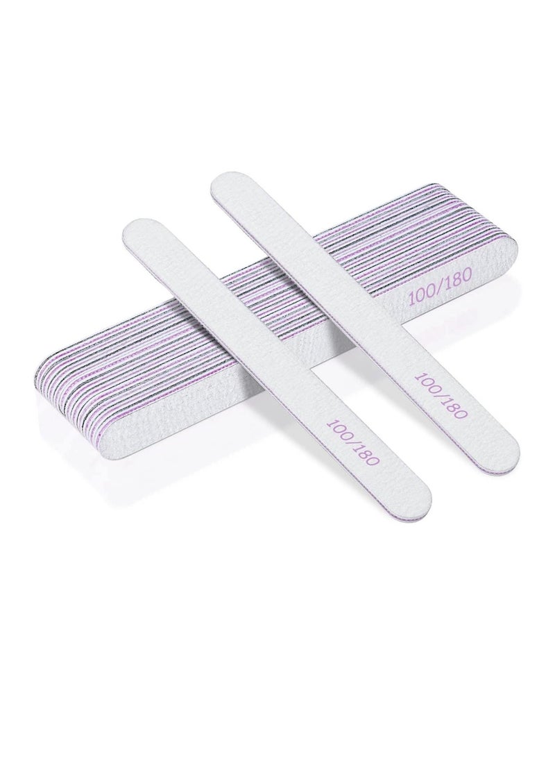 Premify 8pcs Nail File Set, Professional Washable Double-Sided 100/180 Grit Nail Files, Emery Board Manicure Tools For Shining Nails, Shape Your Nails with Smooth Edges  - Image 1