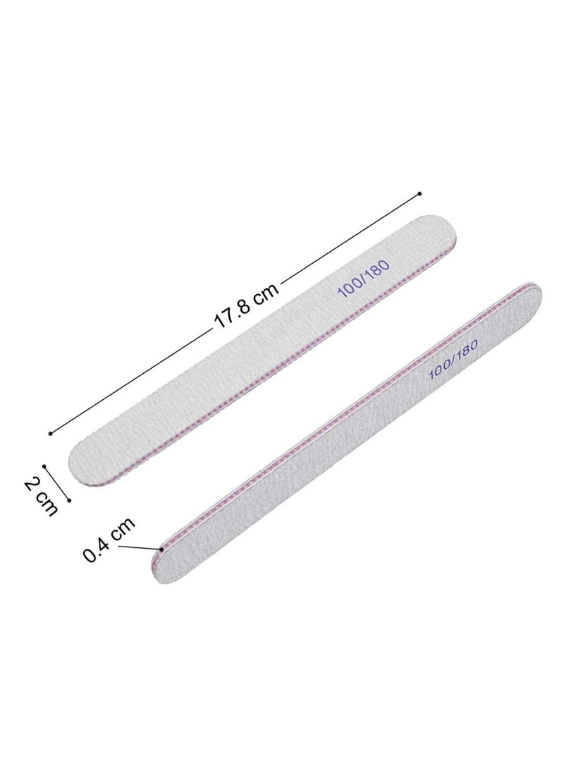 Premify 8pcs Nail File Set, Professional Washable Double-Sided 100/180 Grit Nail Files, Emery Board Manicure Tools For Shining Nails, Shape Your Nails with Smooth Edges  - Image 2