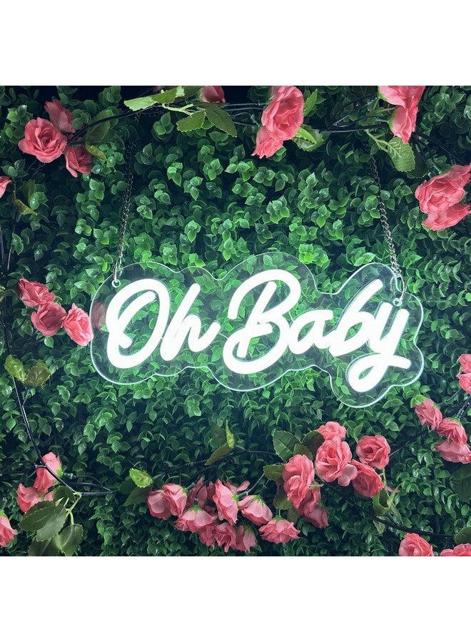 JEMESI Oh Baby Neon Sign for Wall Decor, Oh Baby Sign with Dimmer Switch, 12V Reusable Neon Light Sign for Baby Shower, Birthday Party, Game Room, Kids Gifts, Wedding Decor, White, Size 11.8X4.9 inches  - Image 1