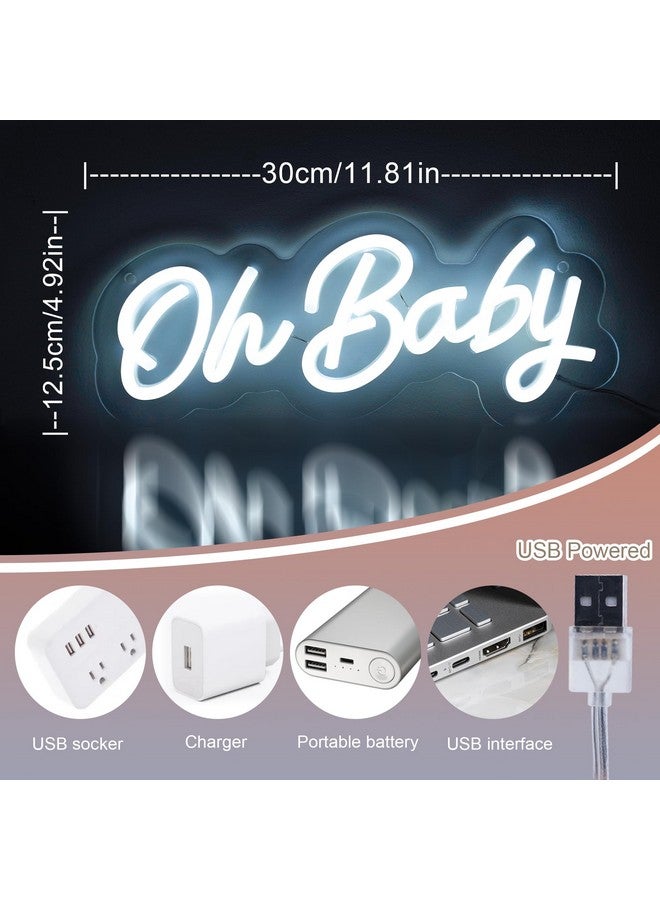 JEMESI Oh Baby Neon Sign for Wall Decor, Oh Baby Sign with Dimmer Switch, 12V Reusable Neon Light Sign for Baby Shower, Birthday Party, Game Room, Kids Gifts, Wedding Decor, White, Size 11.8X4.9 inches  - Image 3