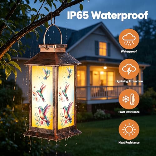 Pawatee Solar Lanterns for Garden Decor, Waterproof Design Solar LED Hanging Lights for Yard, Patio, Lawn, and Porch, Gifts for Mom, Grandma(Hummingbird) - Image 4