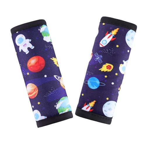 COOLBEBE Car Seat Straps Shoulder Pads for Baby Kids Super Soft Velvet Seat Belt Covers for All Car SeatsPushchairStrollerHigh Chair Blue Space - Image 1