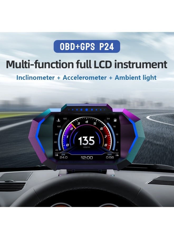 Digisand HUD Heads Up Display for Car, OBD+GPS Multi-Data Monitor Digital Speedometer Headsup Display, Overspeed Alarm RPM Water Temperature Turbo Pressure Smart Gauge for Most Vehicles After 2008  - Image 2