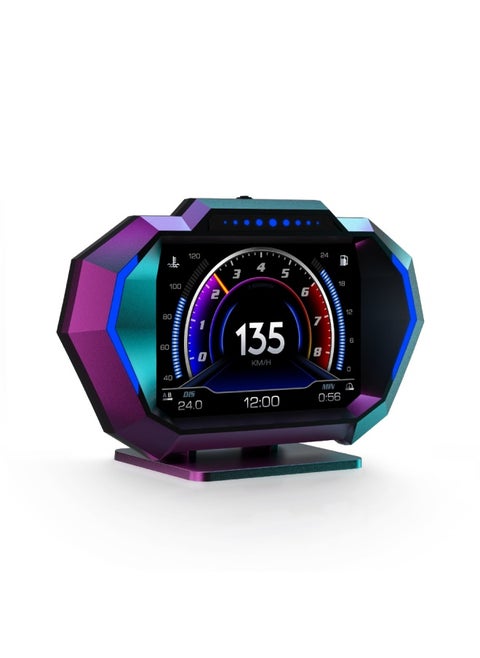 HUD Heads Up Display for Car, OBD+GPS Multi-Data Monitor Digital Speedometer Headsup Display, Overspeed Alarm RPM Water Temperature Turbo Pressure Smart Gauge for Most Vehicles After 2008