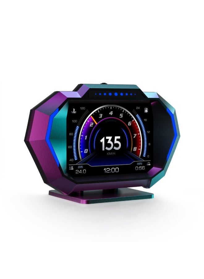 Digisand HUD Heads Up Display for Car, OBD+GPS Multi-Data Monitor Digital Speedometer Headsup Display, Overspeed Alarm RPM Water Temperature Turbo Pressure Smart Gauge for Most Vehicles After 2008  - Image 1