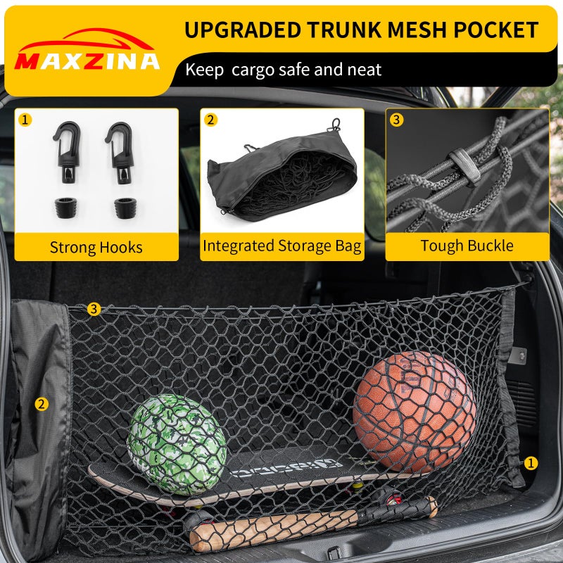 Maxzina Cargo Net Compatible with 2023-2025 2026 Honda Pilot Truck Bed Cargo Net 3.28'Ã—1.05' Double Layer Envelope Style Dense Mesh Trunk Organizer for 2024 Pilot Exterior Accessories - Image 5