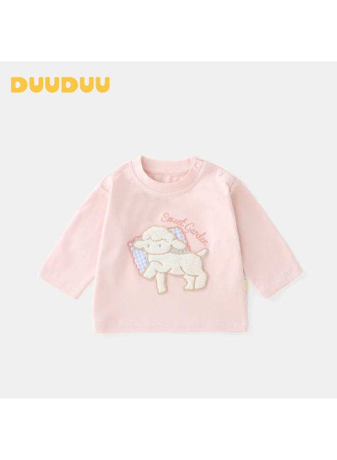 Duuduu Kids T-shirt Girls Spring Autumn Base Shirt Baby Cartoon Top Infant Long Sleeve Outwear Pink 100 - Image 1