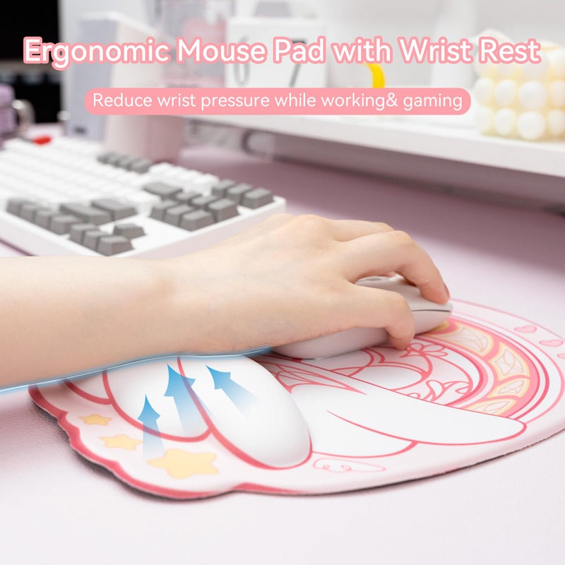 GeekShare Ergonomic Mouse Pad with Wrist Rest Support Non-Slip Rubber Base Mouse Pad for Desk Small Gaming Mouse Pad for Laptop,Computer,Home and Office - Star Wings Series - Image 2