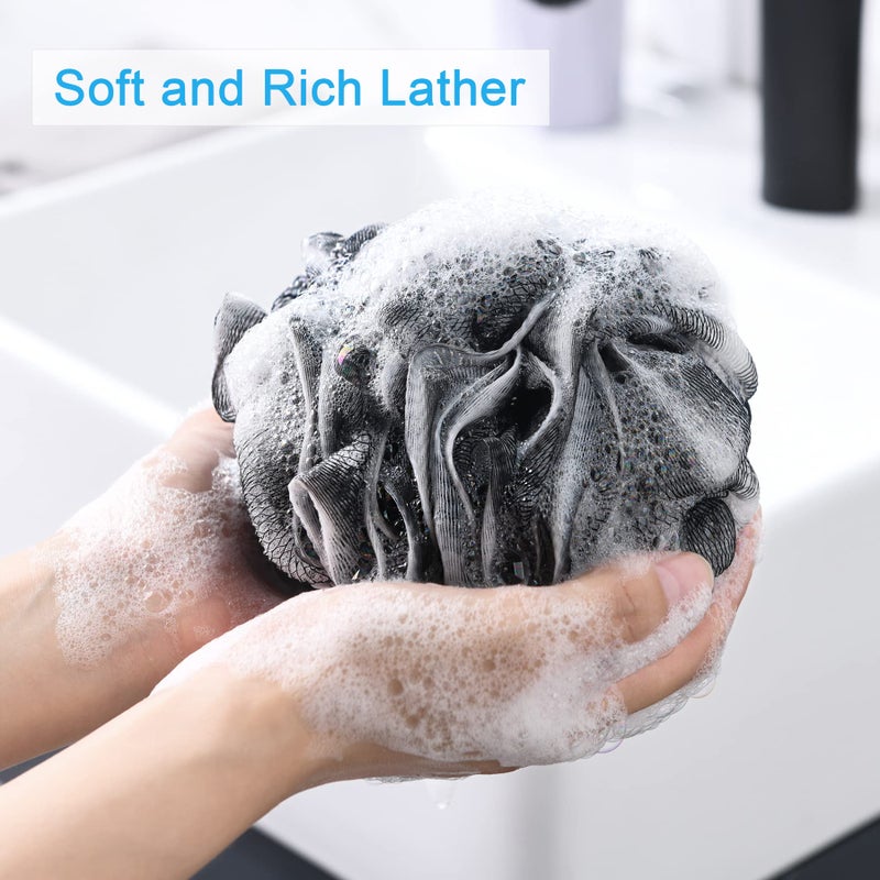 AmazerBath Loofah Sponge 75g/Piece, Loofah for Men Body Scrubber - Bath Sponge Loofa Set of 4 Black (Large) - Image 2