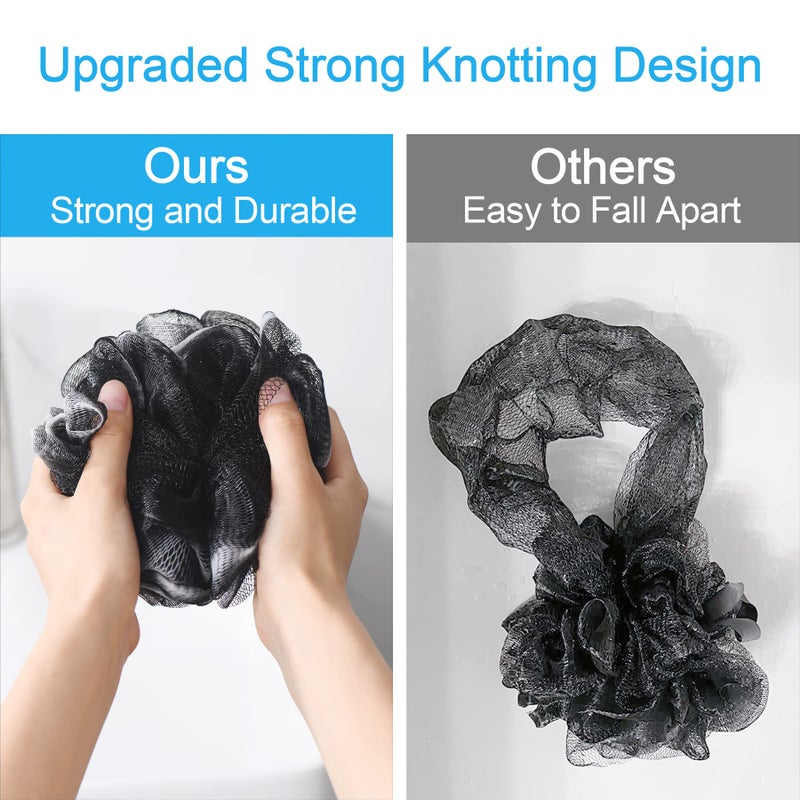 AmazerBath Loofah Sponge 75g/Piece, Loofah for Men Body Scrubber - Bath Sponge Loofa Set of 4 Black (Large) - Image 4