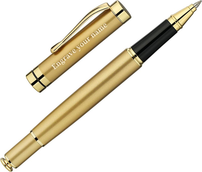 BEILUNER Personalized Ballpoint Pens, Stunning Bright Silver Chrome Metal Pen with Golden Trim, Fancy Ball Pen Gift Set for Men & Women, Graduation,Office, Nice Gift Box with 0.5mm Black Spare Refill - Image 1