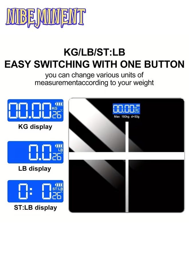 NIBEMINENT Home Bathroom Digital Weight Scale | High-Precision, Max 180kg/396.8LB, Large LCD Display, -Powered (AAA Not Included) - Image 3