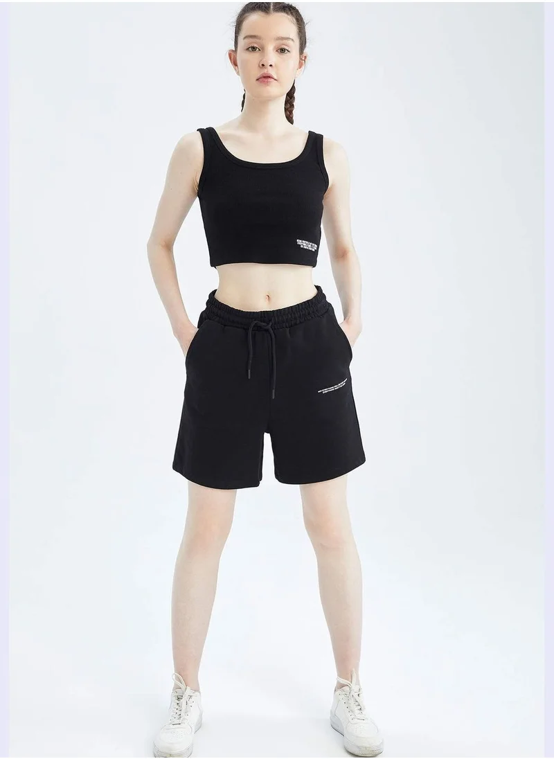 ديفاكتو Woman Crop-Standart Fit Crew Neck Knitted Tank Top