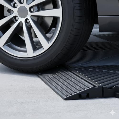 Japard Garage Floor Tiles Looped Edge 4 Pack for Race Deck Garage Floor Tile 15.5" x 2.35" (Gray, Edge 15.5"- 4 Pack) - Image 4