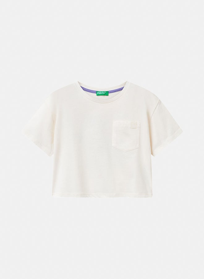 بينيتون تي شيرت صندوقي للبنات - Image 1