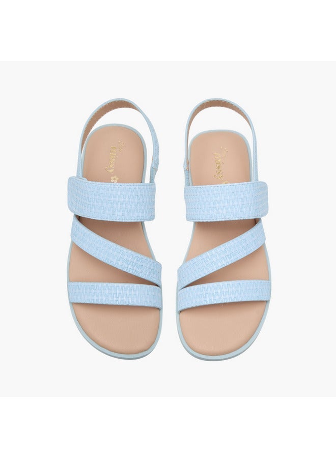 Little Missy Girls Textured Cross Strap Sandals with Hook and Loop Closure - Image 2