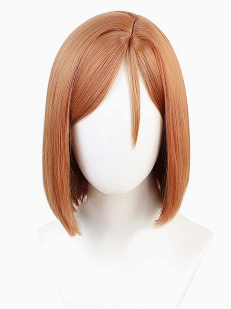LeMarnia Brown Side Parted Short Wig Bob Styling Wig for Girls Halloween Costume Cosplay Wigs