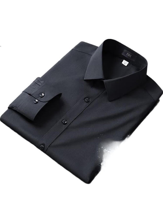 Firs Men'S Modal Wrinkle-Free Anti-Wrinkle Business Long Sleeve Shirt Casual Formal Shirt Black 19202 43 - Image 3