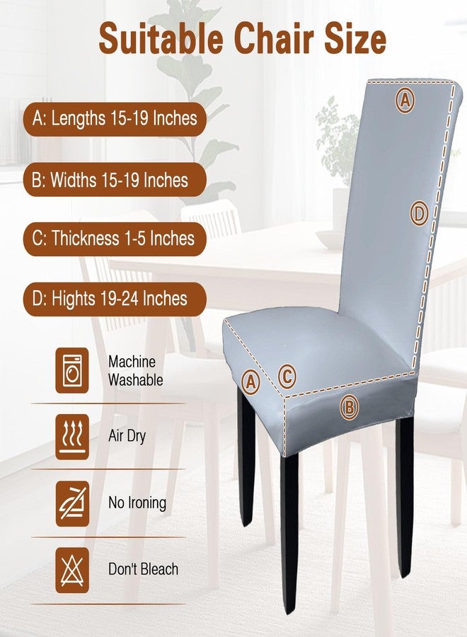 WUSOUPU Gray Leather Chair Covers for Dining Chairs Set of 4, Faux Leather Dining Chair Covers Removable Wipeable Parson Chair Covers Leather, Stretch Waterproof Chair Seat Covers for Dining Chairs - Image 5