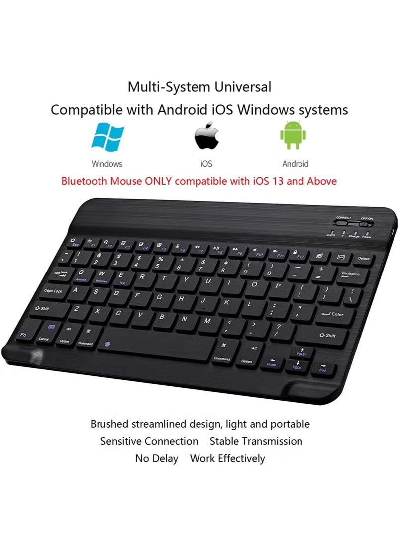 PINKSAMA Ultra-Slim Bluetooth Arabci English Keyboard and Mouse Combo Rechargeable Portable Wireless Keyboard Mouse Set for Apple iPad iPhone iOS 13 and Above Samsung Tablet Phone Smartphone Android Windows - Image 3