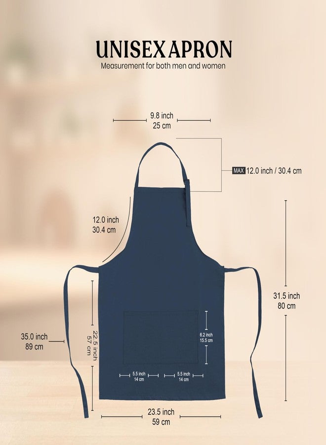 CRASOME Apron for Kitchen | Unisex Cooking Apron with 2 Pockets and Adjustable Straps | Apron for Chef, Hotel, Cafe, Restaurant, Gardening, Workshop (Blue Pack of 2) - Image 4