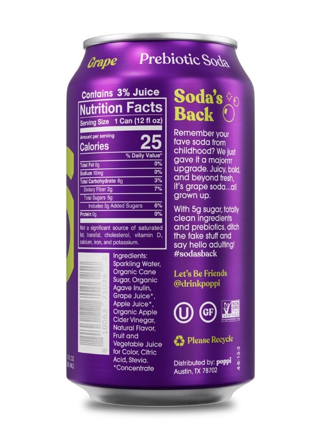 Poppi Grape Prebiotic Drink - Image 2