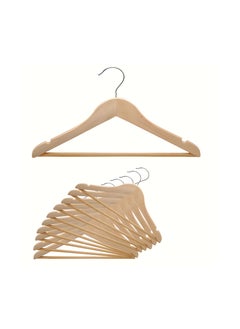 Aster A Set Of 10 Natural Blonde Wood Color Coat/Suit Hangers, Hangers Clothes With 360° Swivel, Non-slip Pants Bar, Shoulder Notches for Camisole, Jacket, pants (10-Pack)  - Image 1