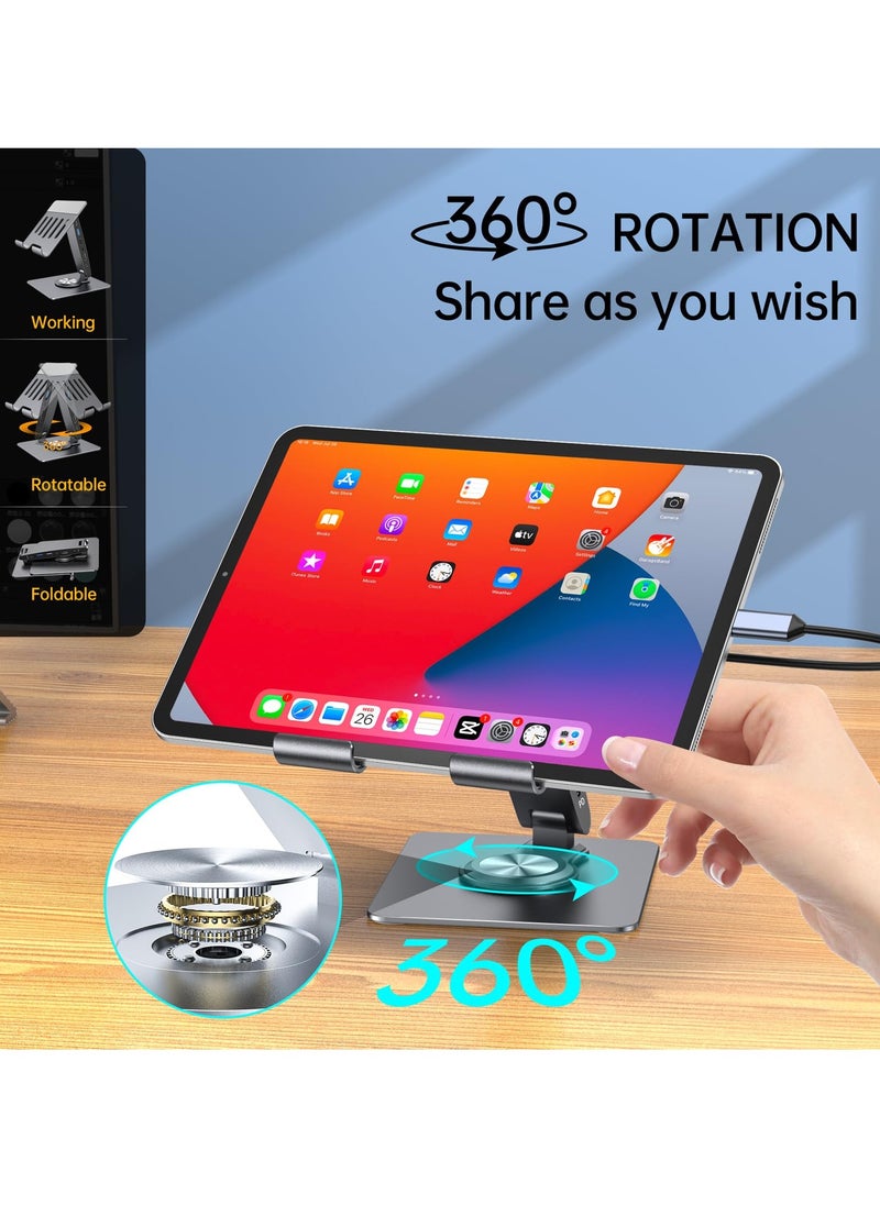 Generic - Laptop Docking Station for iPad Pro Mini Air Galaxy Tab, Adjustable 7-in-1 USB C Hub for iPad Stand, 360°Rotatable iPad Stand, 12.9 inch 4K HDMI USB 3.0 PD 100W 3.5mm Audio SD/TF Card Reader - Image 1
