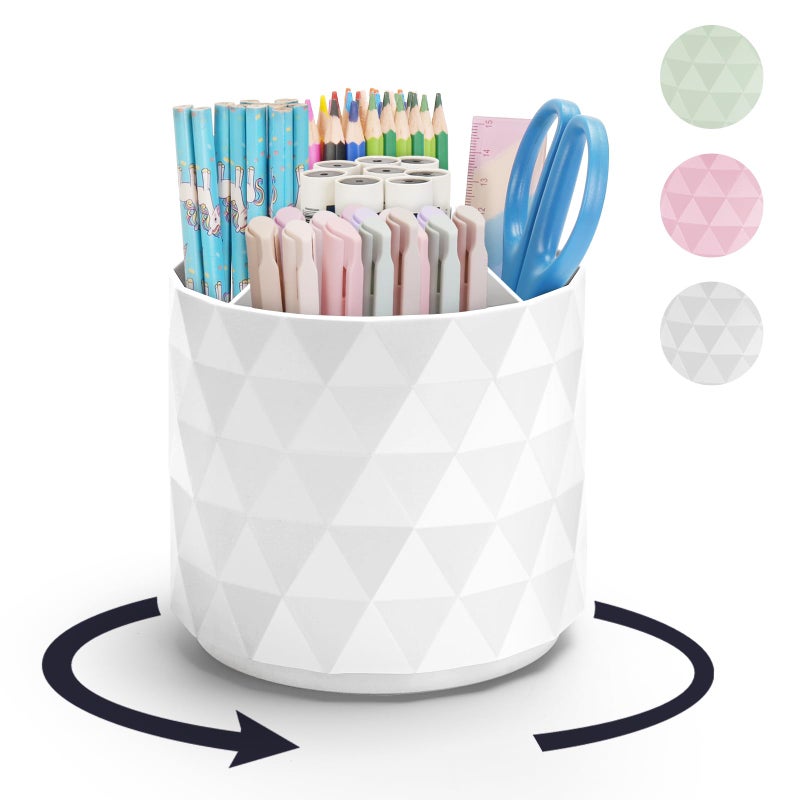 minimaliving Desk OrganizerSparkling Diamondlike Pen Holder for Desk 360Rotating Office AccessoriesPencil Cup with 5 Compartments Storage Box Caddy for OfficeSchoolHomeArt SupplyWhite - Image 2