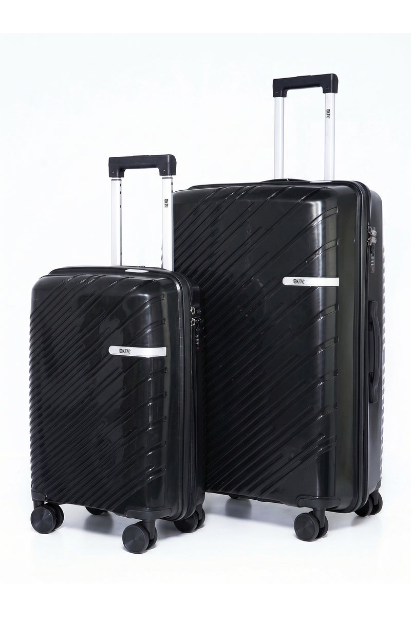 KTMC Polypropylene Luggage 20" Carry-On & 28" Check-in Suitcases, H-8882 Black - Image 1
